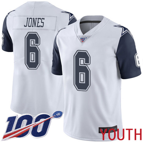 Youth Dallas Cowboys Limited White Chris Jones #6 100th Season Rush Vapor Untouchable NFL Jersey->dallas cowboys->NFL Jersey